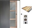 GD MENUISERIES - Porte Coulissante bois Frake Vitrée H204 x L83 cm, Galandage, kit finition (coquille et tire doigt) - vignette