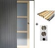 GD MENUISERIES - Porte Coulissante Ayous 3 Panneaux Gris Clair H204 x L83 cm, Galandage, kit finition (coquille et tire doigt) - vignette