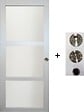 GD MENUISERIES - Porte Coulissante Greyria Gris Clair Vitrée H204 x L83 cm, Galandage, kit finition (coquille et tire doigt) - vignette