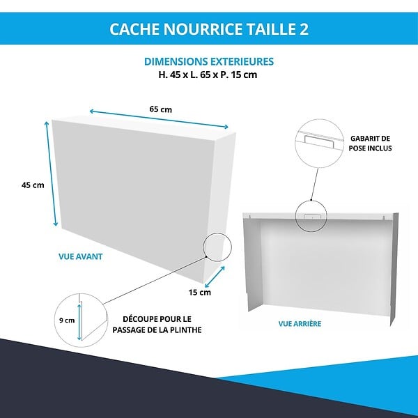 ATOLE - Cache nourrice plomberie ATOLE en acier Blanc - Largeur fixe - Taille 2 - large