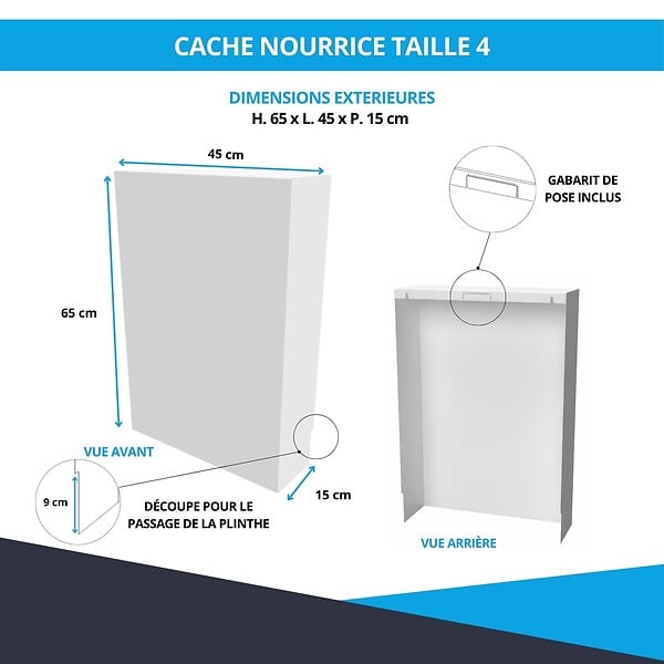 ATOLE - Cache nourrice plomberie ATOLE en acier Blanc - Largeur fixe - Taille 4. - large