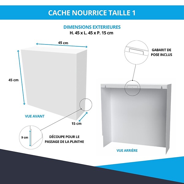 ATOLE - Cache nourrice plomberie ATOLE en acier Blanc - Largeur fixe - Taille 1. - large