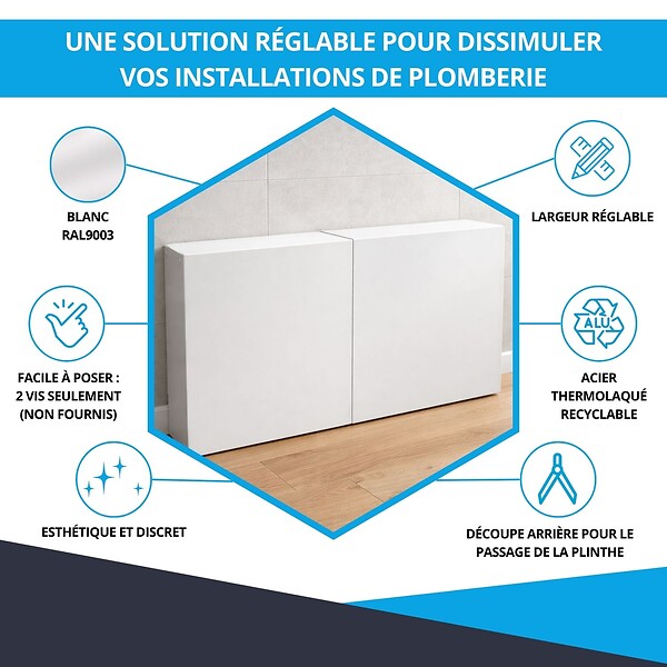 ATOLE - ache nourrice plomberie ATOLE en acier Blanc - Largeur réglable - Taille 4 - large