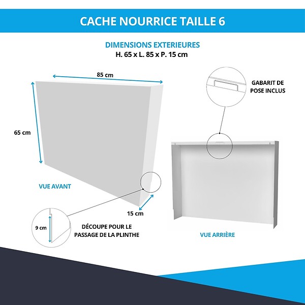ATOLE - Cache nourrice plomberie ATOLE en acier Blanc - Largeur fixe - Taille 6 - large
