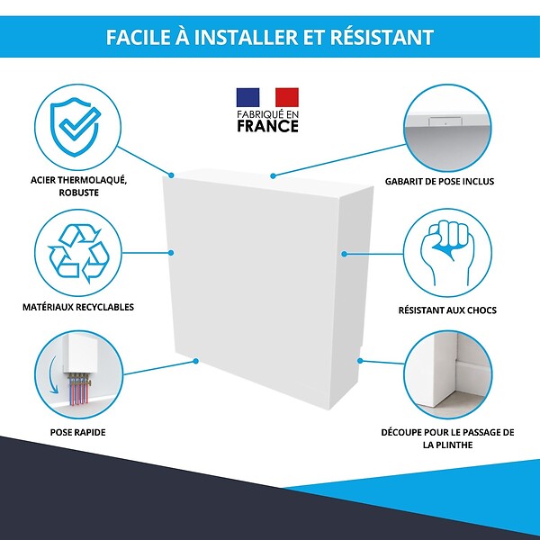ATOLE - Cache nourrice plomberie ATOLE en acier Blanc - Largeur fixe - Taille 6 - large