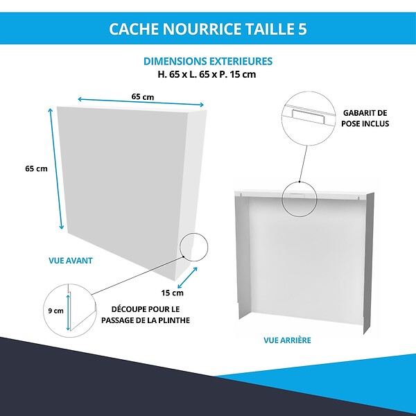 ATOLE - Cache nourrice plomberie ATOLE en acier Blanc - Largeur fixe - Taille 5. - large