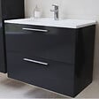 VITRA - Vitra  Mia ensemble avec meuble préassemblé 79x61x39,5 cm + miroir + lavabo + éclairage LED, anthracite brillant (MIASET80A) - vignette