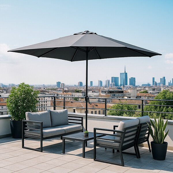 CONCEPT USINE - Parasol gris rond 294 x 294 m PORTOFINO $ - large