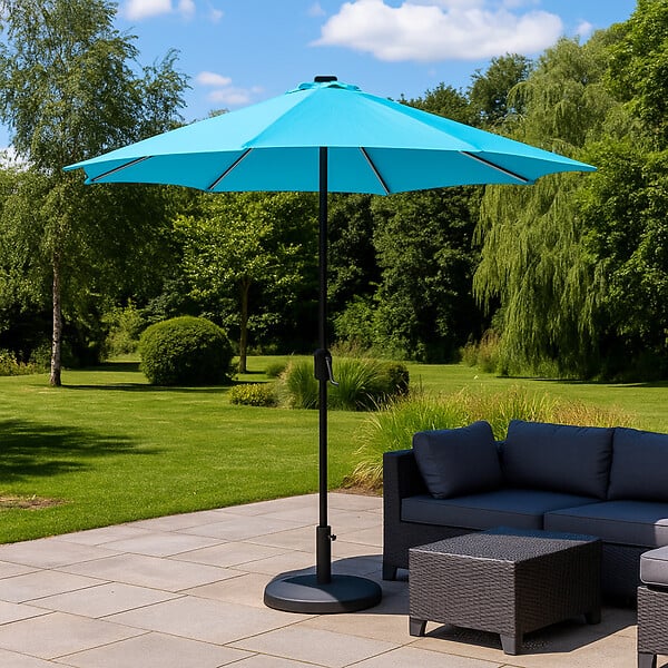CONCEPT USINE - Parasol  bleu  rond 2,92 x 2,92 m led MANAROLA - large