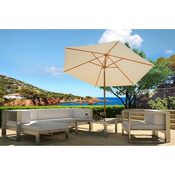 CONCEPT USINE - Parasol  ecru droit rond 3 x 3 m Cancun - large