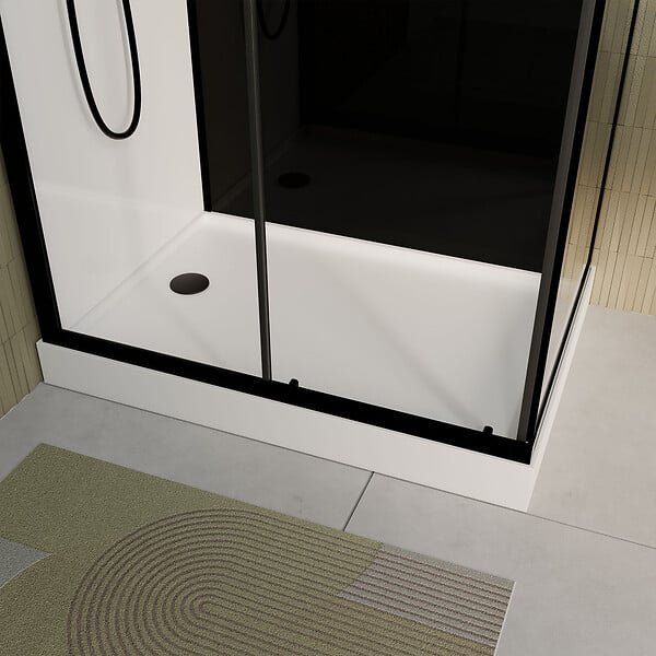 AURLANE - Cabine de douche 110x80x215cm - Verre Trempé - Mitigeur Noir - DUALITY 4 RECTANGLE - large