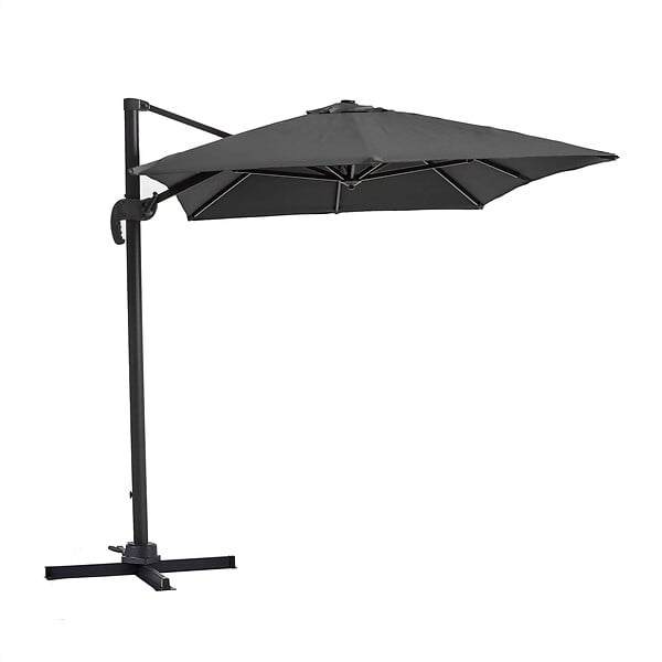 OVIALA - Parasol déporté 2x3 m et 4 dalles à remplir aluminium gris - Amalya - large