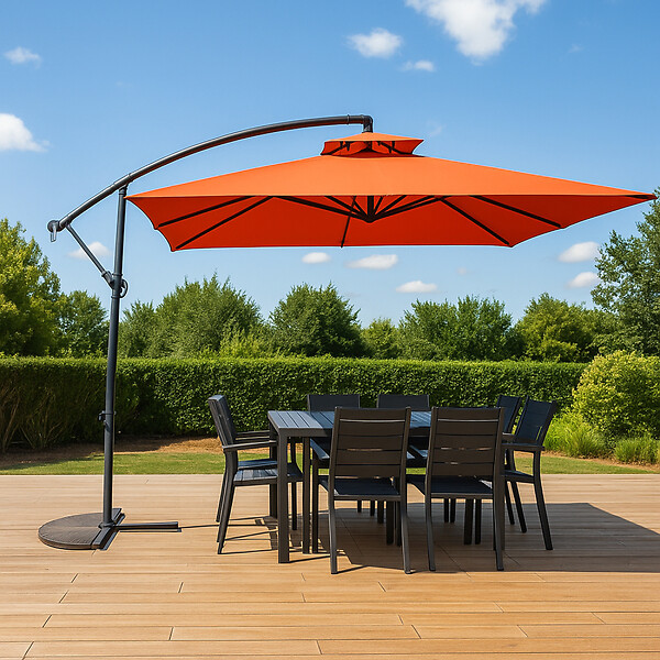 CONCEPT USINE - Parasol  terracotta déporté rond 295 x 295 m CAPRI - large