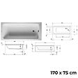 DURAVIT - Baignoire droite 170 X 75 D-Code + Pare bain AURYS Raywall noir mat gauche - vignette