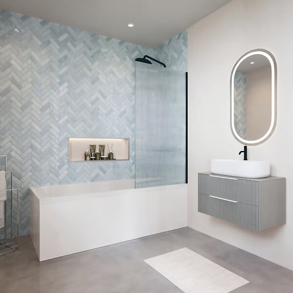 DURAVIT - Baignoire droite 160 X 70 D-Code + Pare bain AURYS Raywall noir mat droite - large