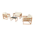 CONCEPT USINE - Salon de jardin 4 places effet rotin coussins blancs TURINI - vignette