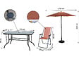 HABITAT ET JARDIN - Table et chaises de jardin avec parasol en métal "Convivia" - 6 places - Terracotta - vignette