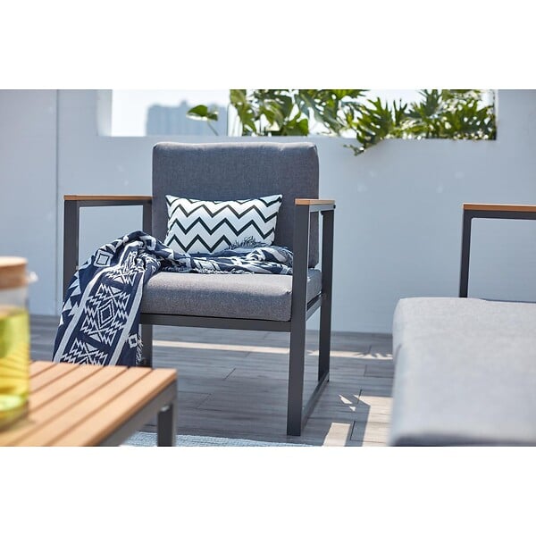 CONCEPT USINE - Salon de jardin bas en aluminium gris TAHINA - large