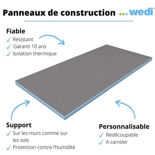 WEDI - Pack 2 panneaux de construction 250 x 60 x 3 cm - large