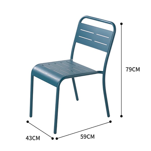 CONCEPT USINE - Lot de 6 chaises en acier bleu BERGAME - large