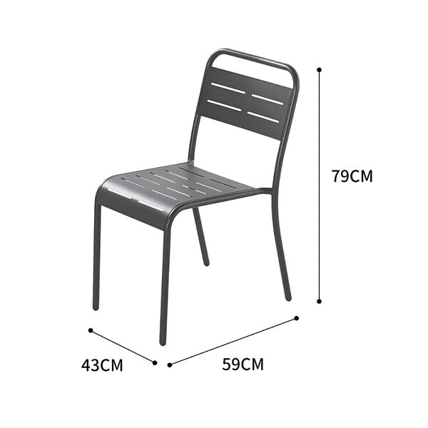 CONCEPT USINE - Lot de 4 chaises en acier gris foncé BERGAME - large
