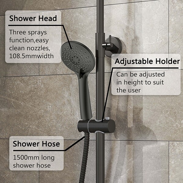 AICA SANITAIRE - AICA colonne de douche thermostatique avec douchette 3 jets, douche de tête 20 x 20 cm, ensemble de douche en acier inoxydable - large