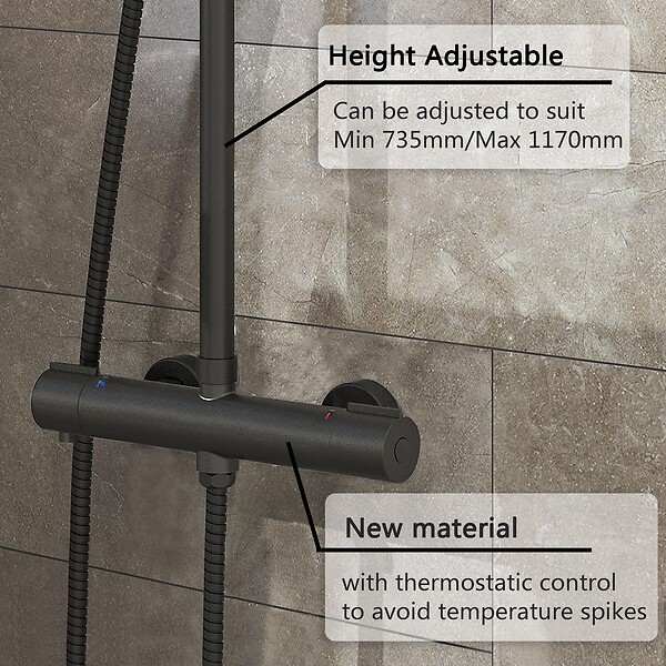 AICA SANITAIRE - AICA colonne de douche thermostatique avec douchette 3 jets, douche de tête 20 x 20 cm, ensemble de douche en acier inoxydable - large