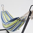 CONCEPT USINE - Hamac sur pied 26 m avec toile en polyester bleu et vert COPACABANA - vignette