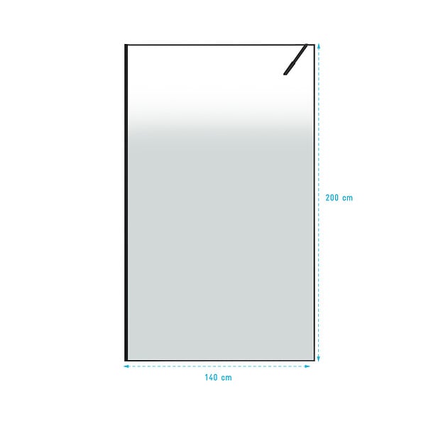 AURLANE - Paroi de douche 140x200cm - Verre degrade blanc effet brume - Encadrement noir mat - NEPHELIE - large