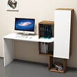 CONCEPT USINE - Bureau fonctionnel 6 rangements - bois et blanc TURKU - vignette
