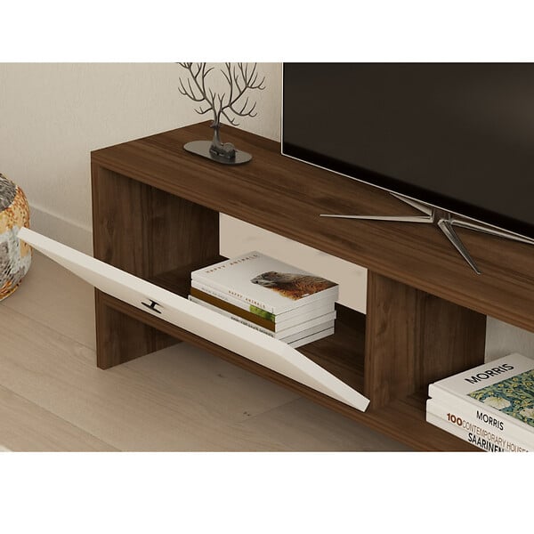 CONCEPT USINE - Meuble TV bois et blanc avec rangement 120 cm LOOM - large