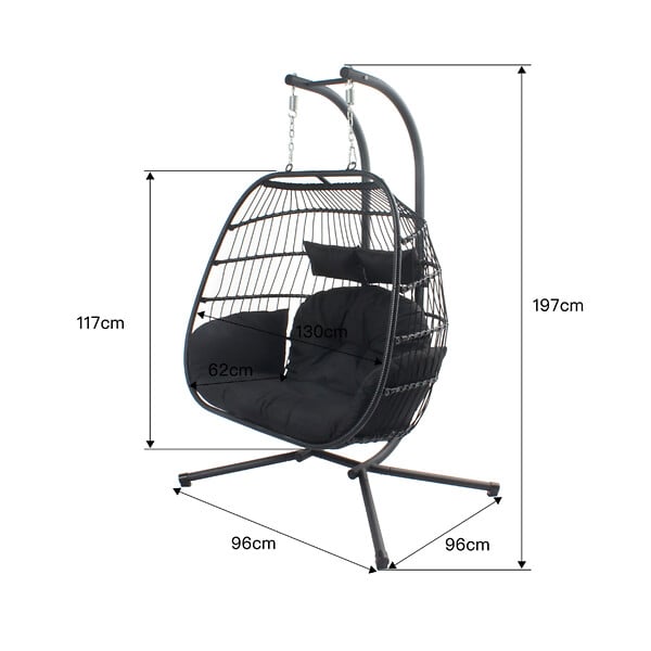 CONCEPT USINE - Fauteuil suspendu 2 places noir FARO - large