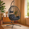 CONCEPT USINE - Fauteuil suspendu effet rotin noir CUZCO $ - vignette