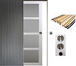 GD MENUISERIES - Porte Coulissante Tana blanc Vitrée H204 x L83 cm, Galandage, kit finition (coquille et tire doigt) - vignette