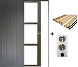 GD MENUISERIES - Porte Coulissante Gris Taupe RAL 7006 Vitrage transparent H204 x L73 cm, Galandage, kit finition (coquille et tire doigt) - vignette