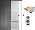 GD MENUISERIES - Porte Coulissante Korya Blanc 3 panneaux H204 x L83 cm, Galandage, kit finition (coquille et tire doigt) - vignette