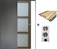 GD MENUISERIES - Porte Coulissante Gris Taupe RAL 7006 Vitrée H204 x L83 cm, Galandage, kit finition (coquille et tire doigt) - vignette