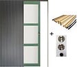 GD MENUISERIES - Porte Coulissante Vert Sauge RAL 6021 Vitrée H204 x L73 cm, Galandage, kit finition (coquille et tire doigt) - vignette