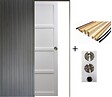 GD MENUISERIES - Porte Coulissante Tamera blanc 4 panneaux H204 x L93 cm, Galandage, kit finition (coquille et tire doigt) - vignette