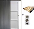 GD MENUISERIES - Porte Coulissante Korya Blanc 3 panneaux H204 x L73 cm, Galandage, kit finition (coquille et tire doigt) - vignette