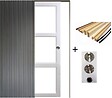 GD MENUISERIES - Porte Coulissante Kenya blanc Vitrage transparent H204 x L73 cm, Galandage, kit finition (coquille et tire doigt) - vignette