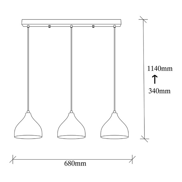 CONCEPT USINE - Suspension en métal noir 3 ampoules LOUISE - large