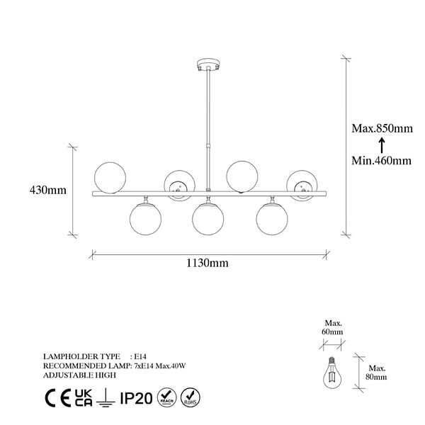 CONCEPT USINE - Suspension dorée 7 lampes VICTOIRE - large