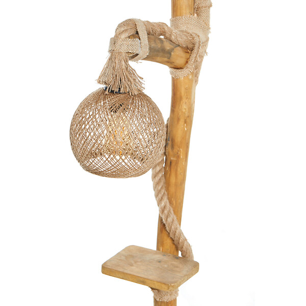 CONCEPT USINE - Lampadaire en bois et cordes avec rebord ALEX - large