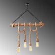 CONCEPT USINE - Suspension rustique filaire 4 lampes cordes et bois LOANE $ - vignette