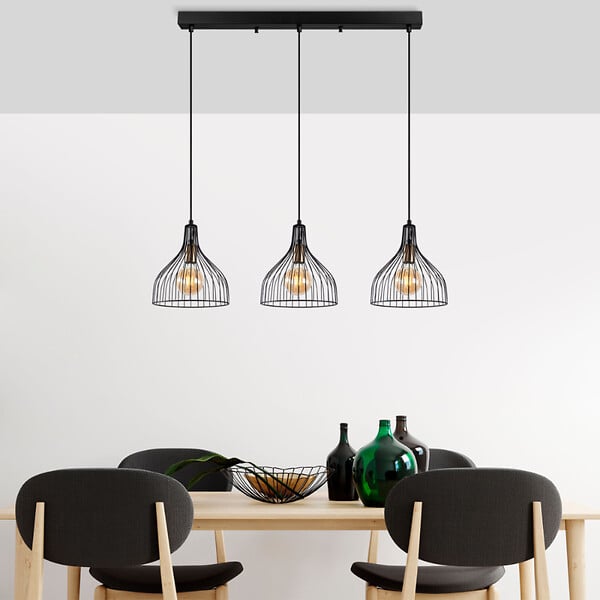 CONCEPT USINE - Plafonnier en métal noir - 3 lampes MARIE - large