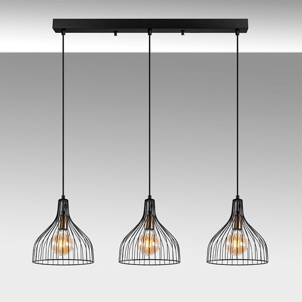 CONCEPT USINE - Plafonnier en métal noir - 3 lampes MARIE - large