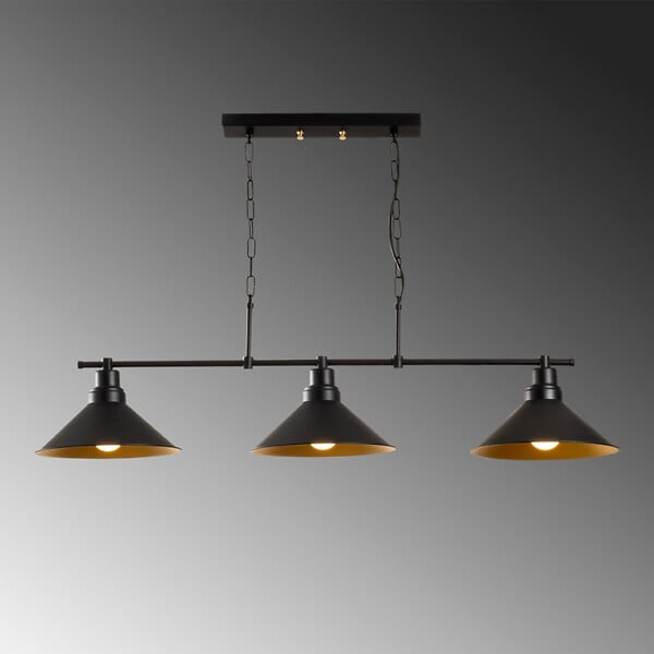 CONCEPT USINE - Suspension industreille noire 3 ampoules ERIKA - large