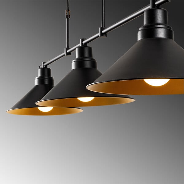 CONCEPT USINE - Suspension industreille noire 3 ampoules ERIKA - large