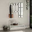 CONCEPT USINE - Meuble d'entrée blanc avec porte manteau rangement et miroir MESTY - vignette